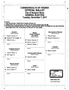 Disputed Virginia ballot